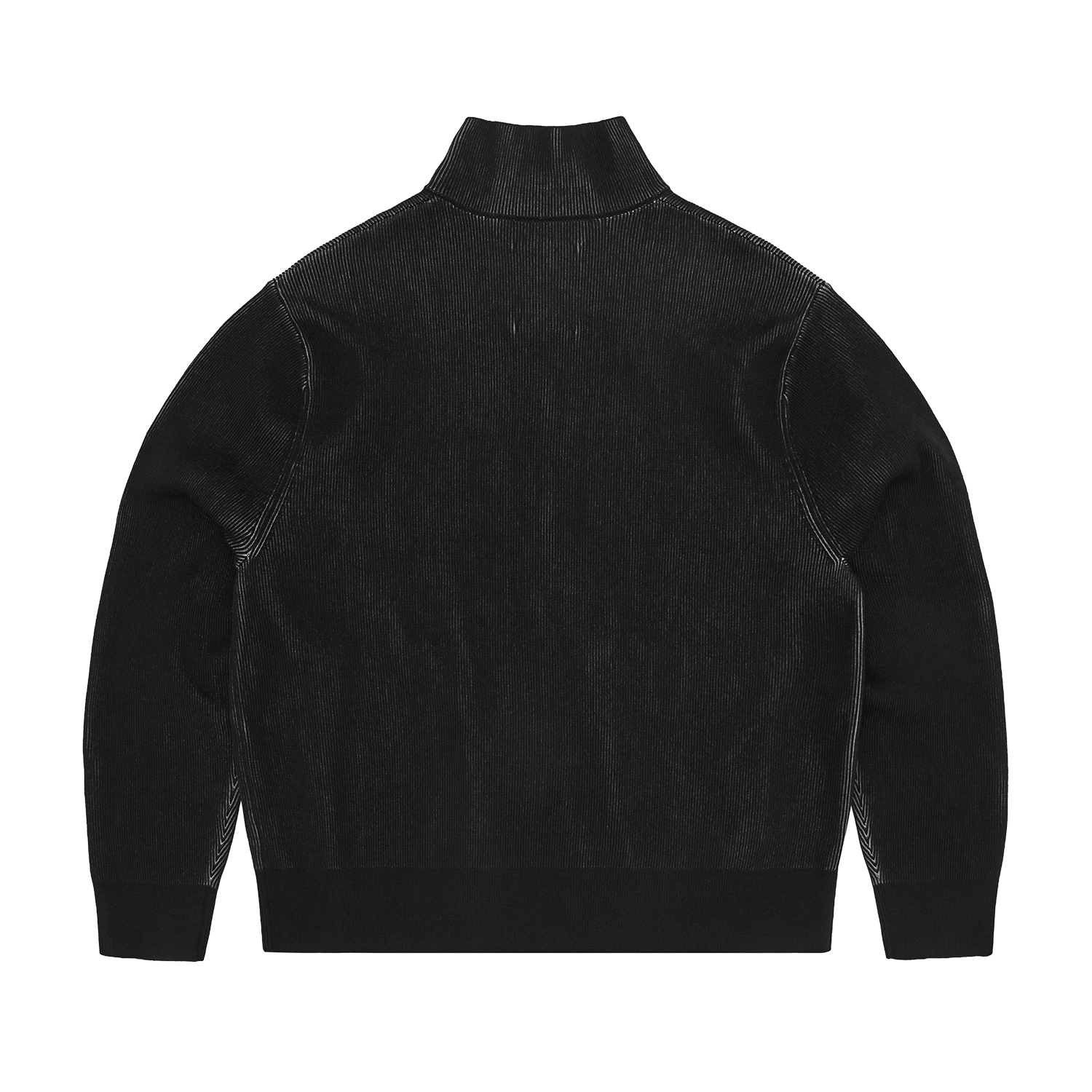 2 TONE RIBBED KNIT ZIP UP [BLACK]
