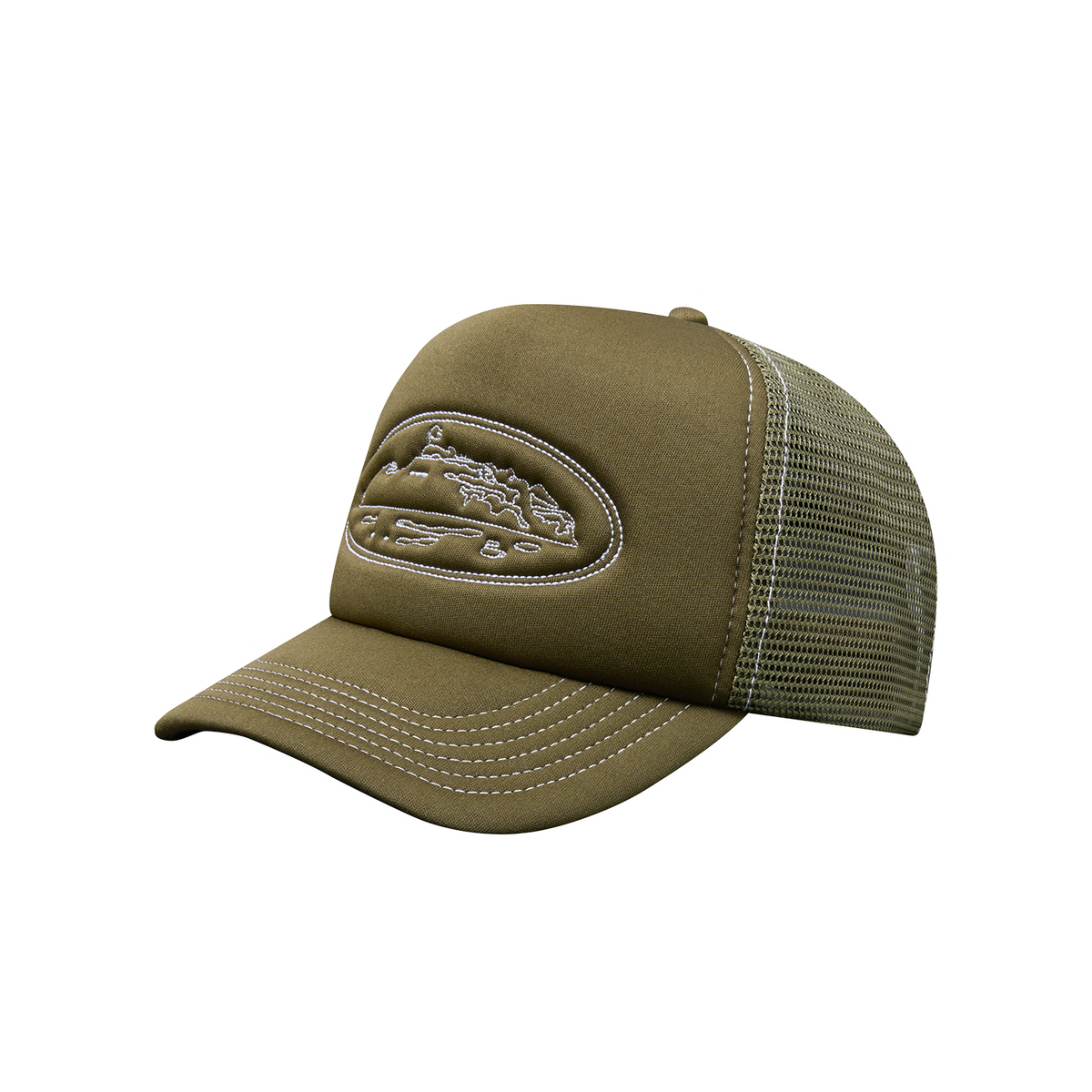ISLAND OUTLINE TRUCKER HAT [OLIVE]