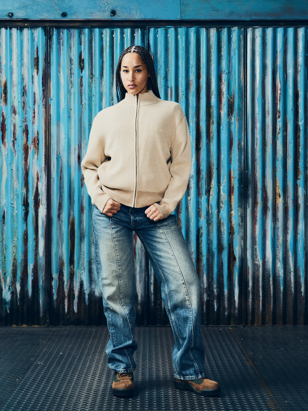 VVS RIB KNIT ZIP UP [NATURAL]