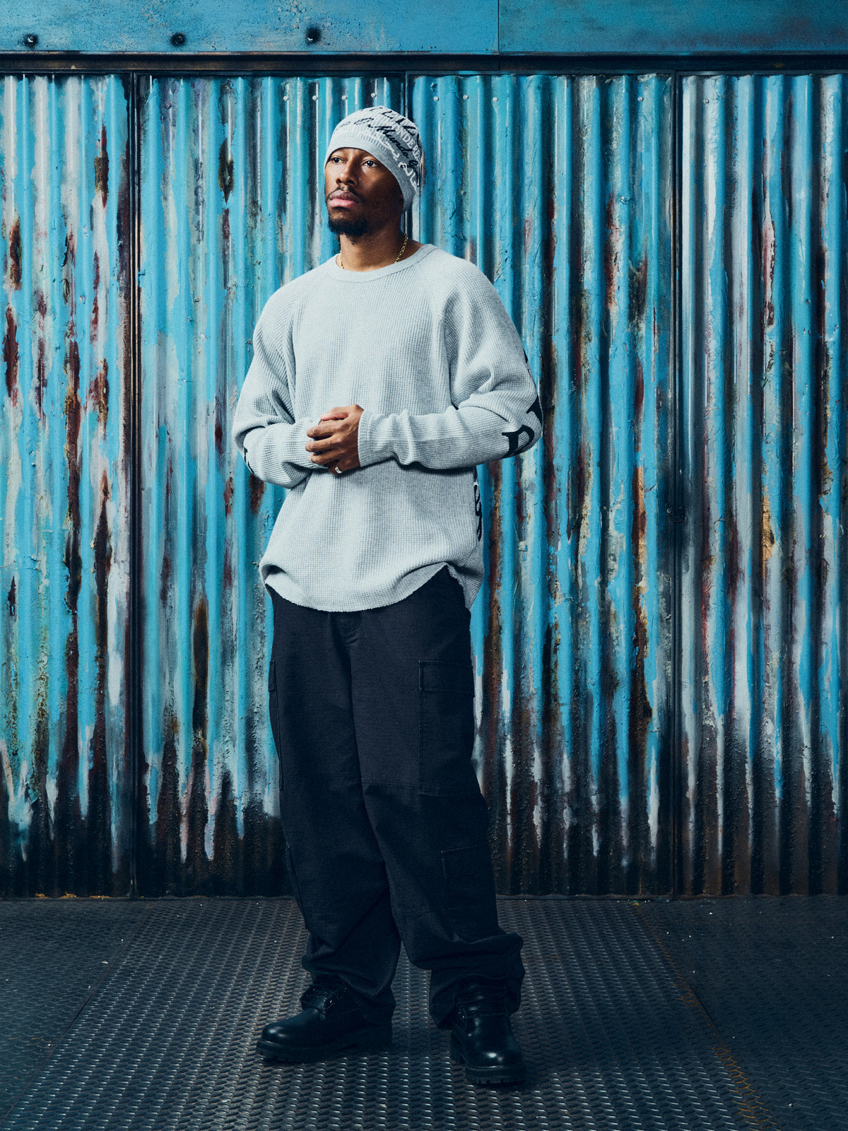 WORLDWIDE WAFFLE BEANIE [HEATHER GREY]