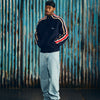 MULTI STRIPE KNIT ZIP UP [NAVY]