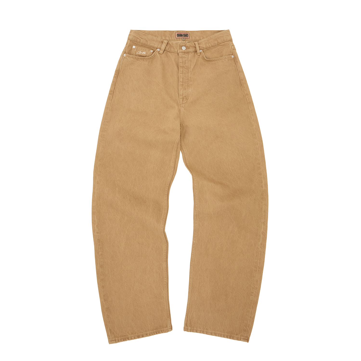 CREST CHAINSTITCH BAGGY JEANS [TAN]