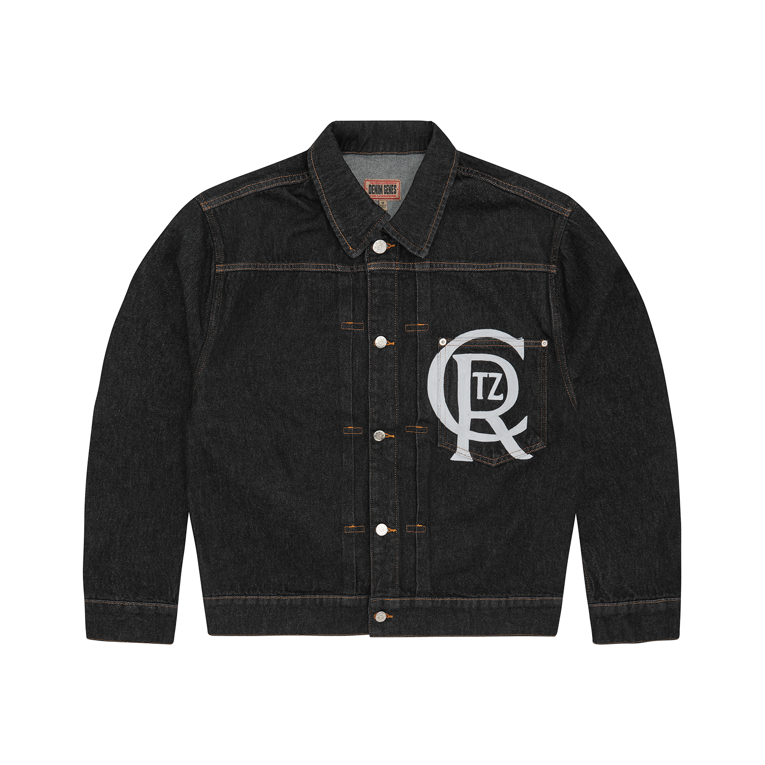 CREST CHAINSTITCH DENIM JACKET [WASHED BLACK]