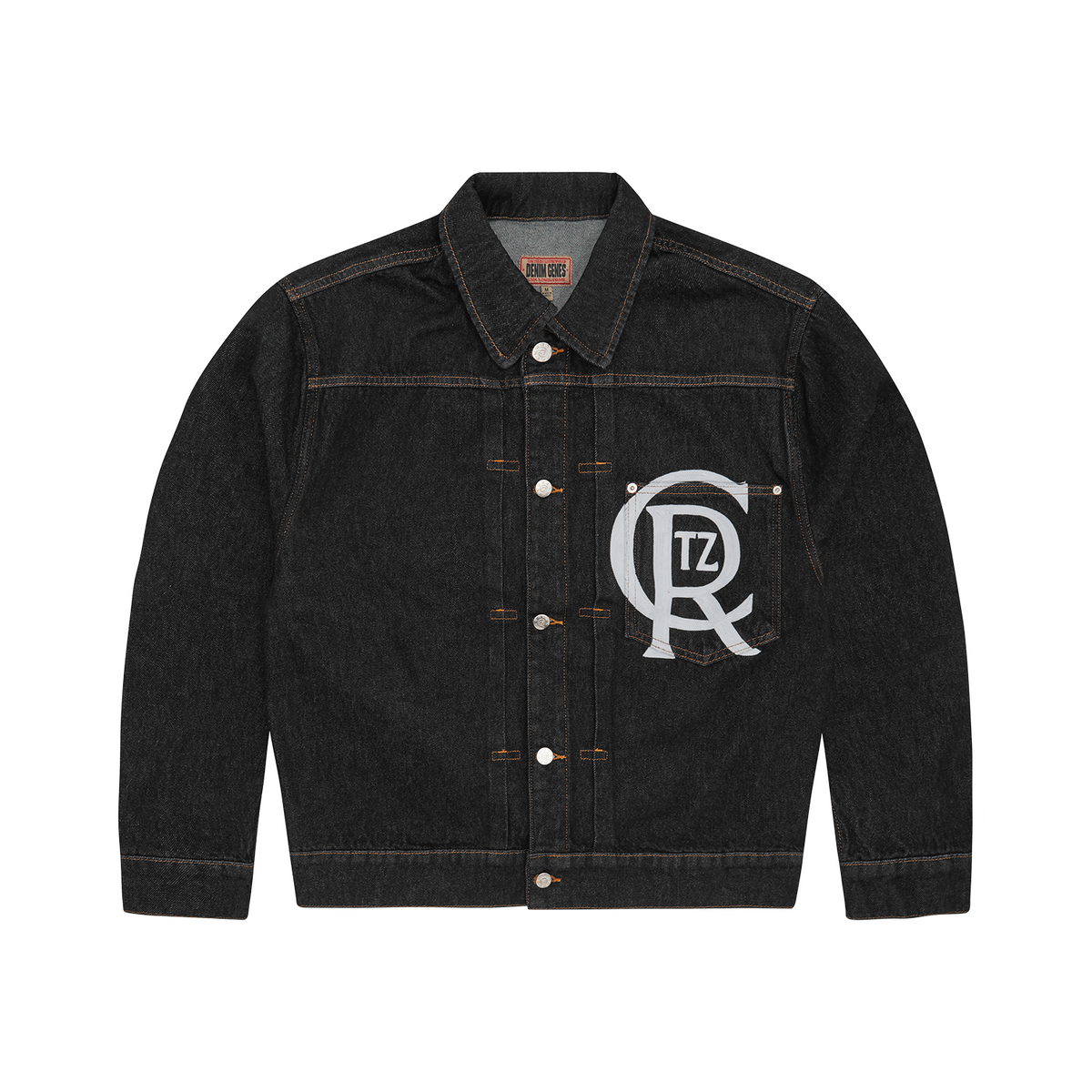 CREST CHAINSTITCH DENIM JACKET [WASHED BLACK]