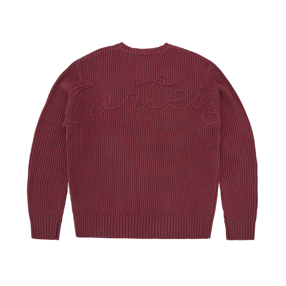 CROCHET APPLIQUE KNIT CREW [BURGUNDY]