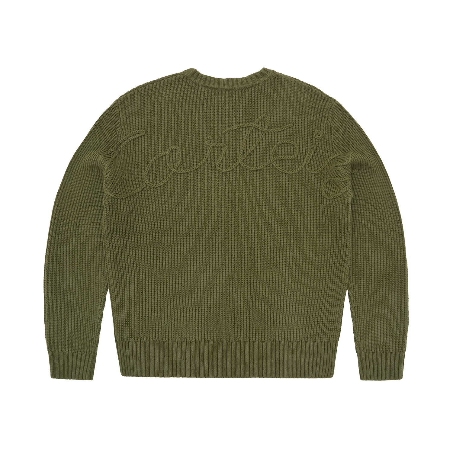 CROCHET APPLIQUE KNIT CREW [KHAKI]