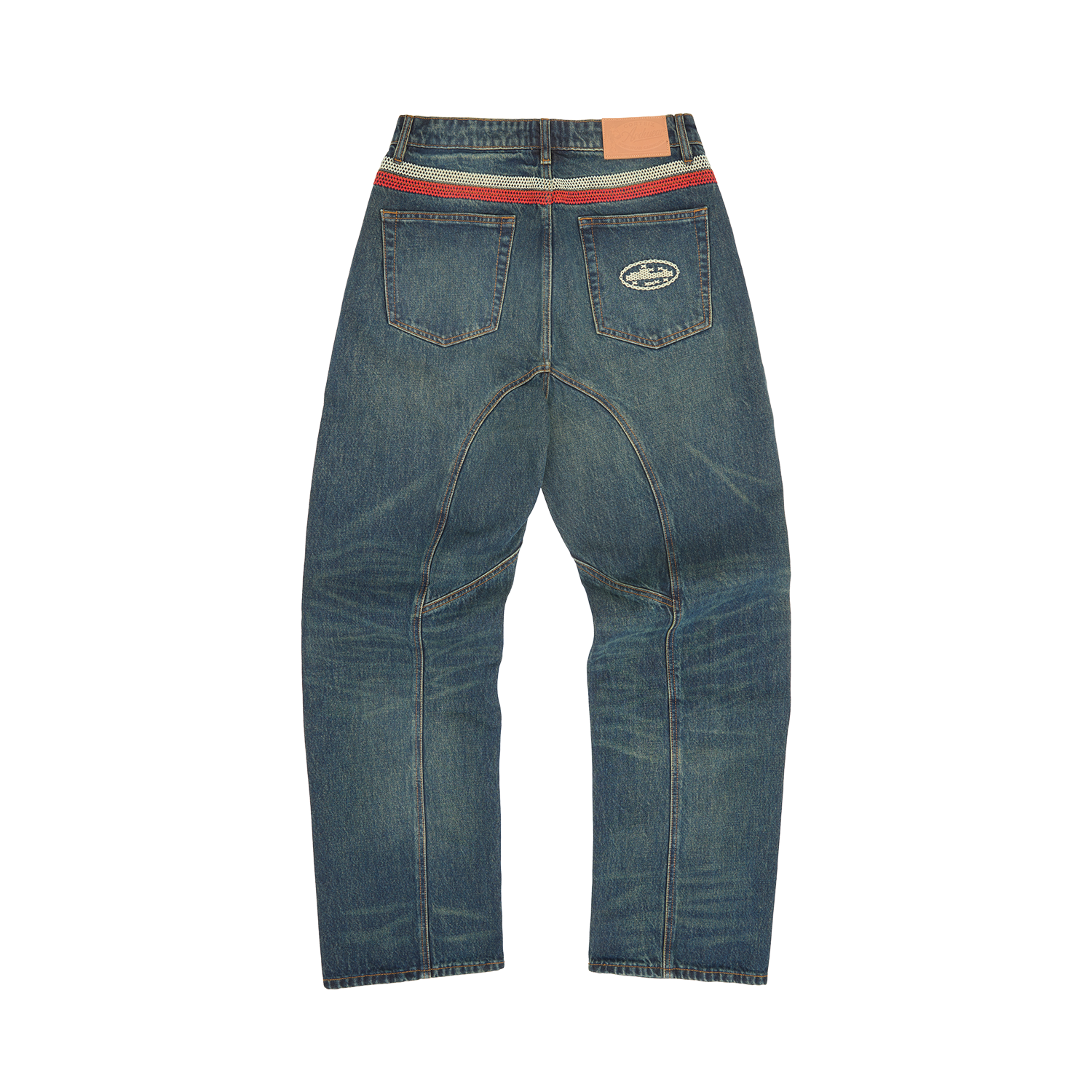 CROSS-STITCH DENIM JEANS [WASHED INDIGO]