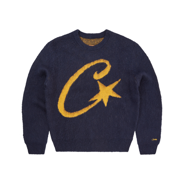 C STAR MOHAIR KNIT SWEATER [NAVY]