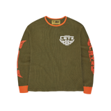 GASOLINA WAFFLE LONGSLEEVE [KHAKI & BURNT ORANGE]