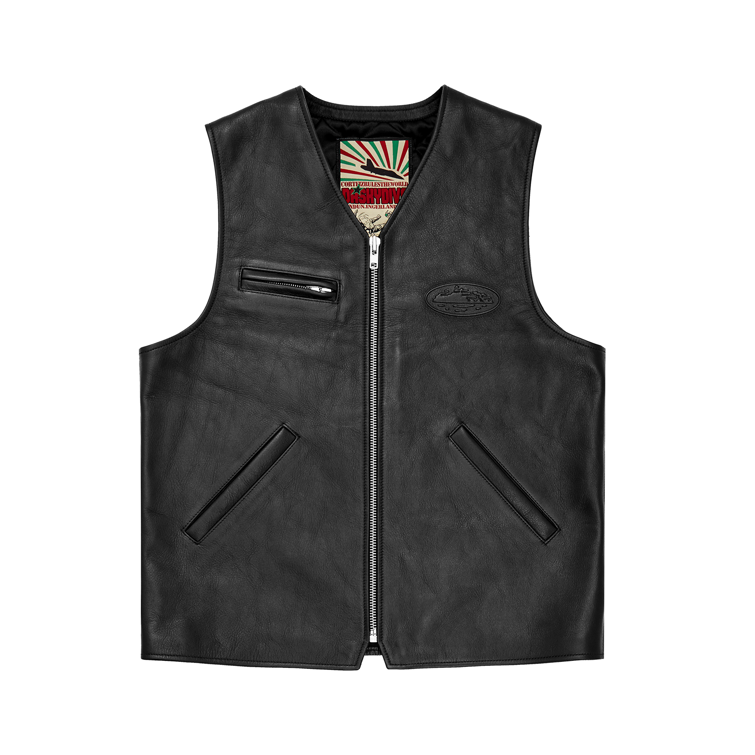 SKYDIVE LEATHER VEST [BLACK]