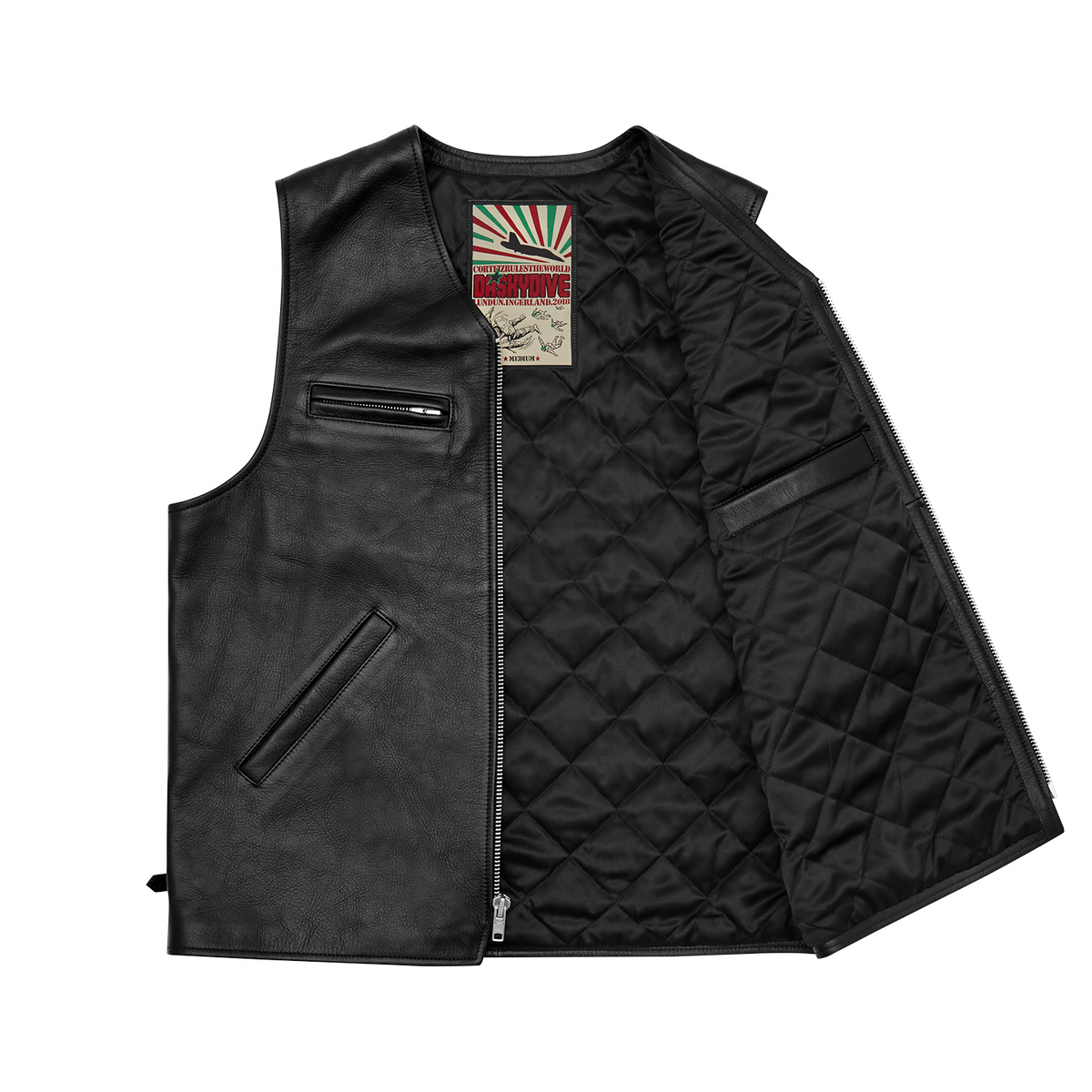 SKYDIVE LEATHER VEST [BLACK]