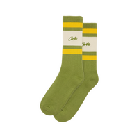 ARMY GREEN RETRO SOCK [YELLOW & CREAM]