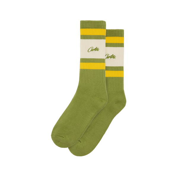 ARMY GREEN RETRO SOCK [YELLOW & CREAM]