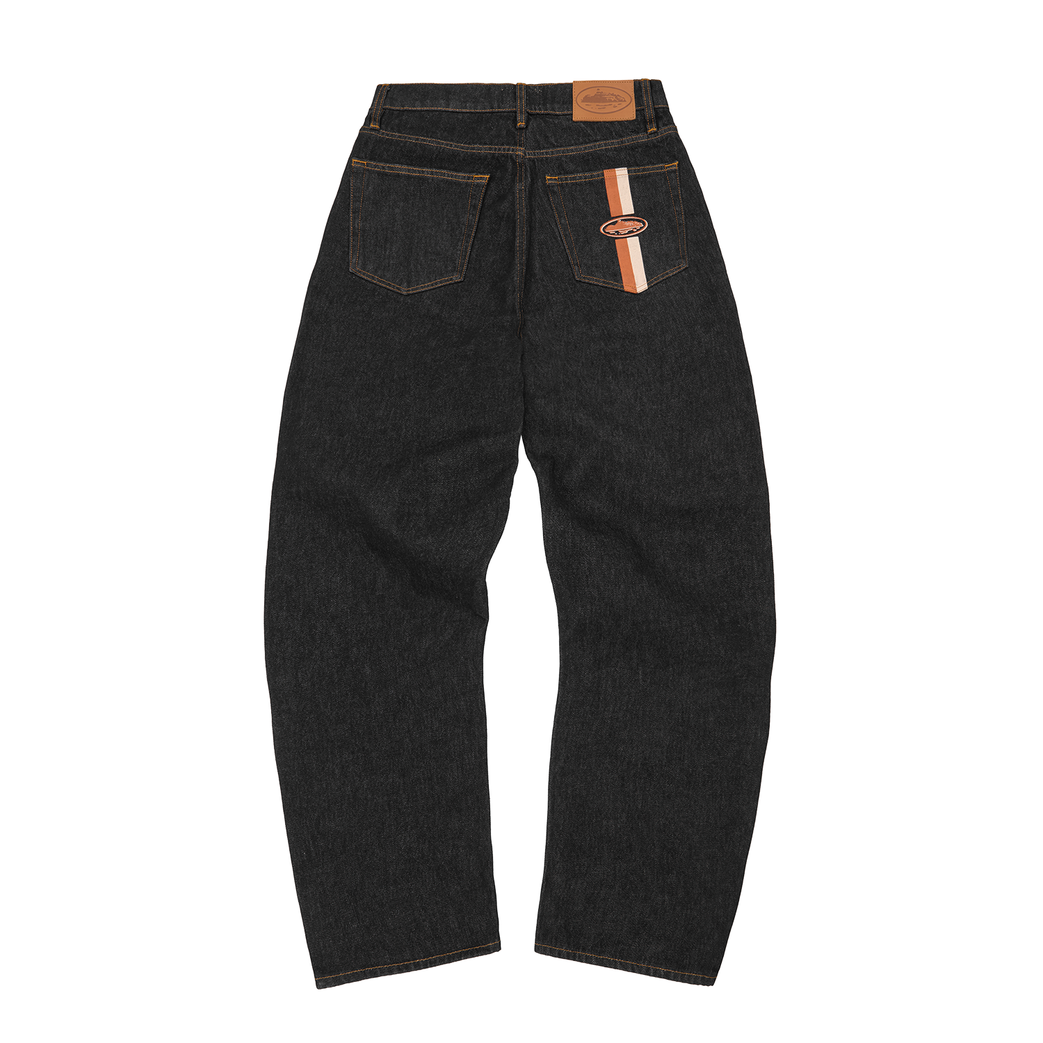 DUAL STRIPE BAGGY JEANS [WASHED BLACK]