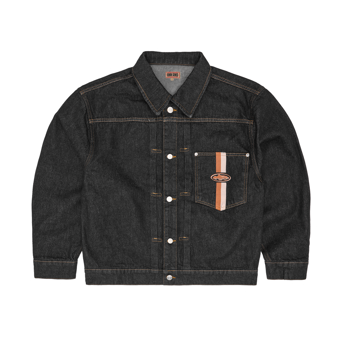 DUAL STRIPE DENIM JACKET [WASHED BLACK]