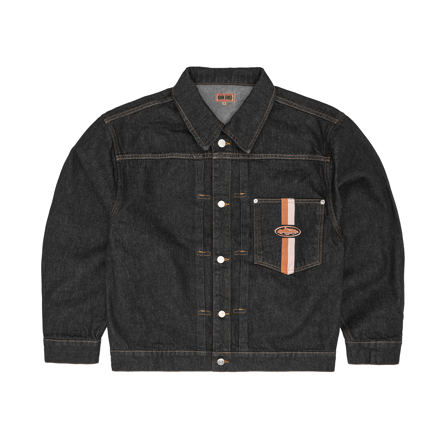 DUAL STRIPE DENIM JACKET [WASHED BLACK]