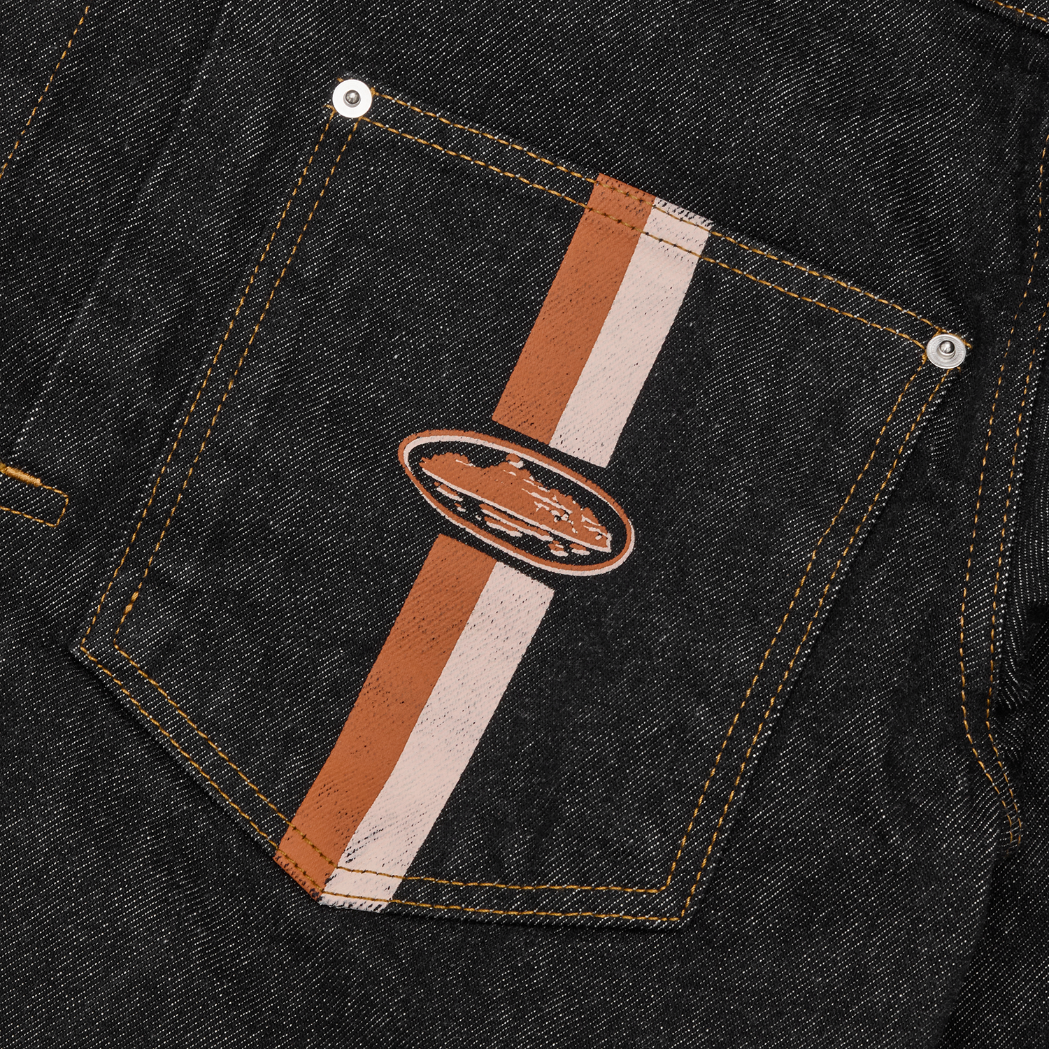 DUAL STRIPE DENIM JACKET [WASHED BLACK]