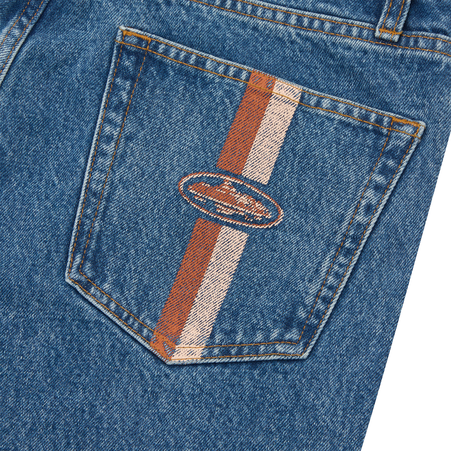 DUAL STRIPE BAGGY JEANS [MIDWASH]