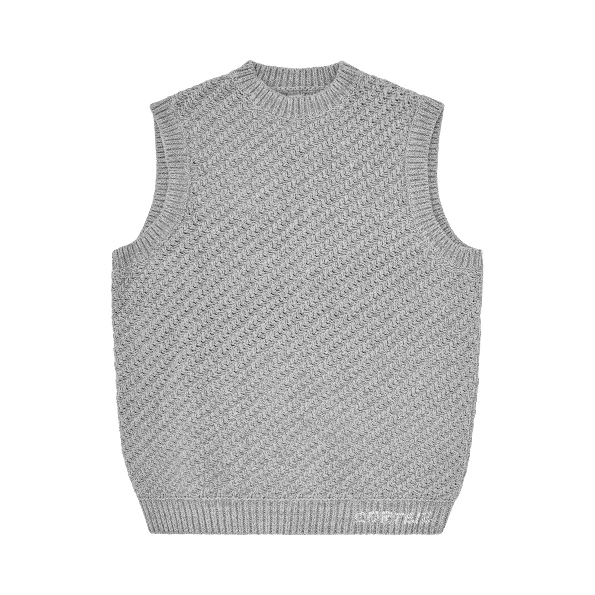 HAND EMBROIDERED KNIT VEST [GREY]