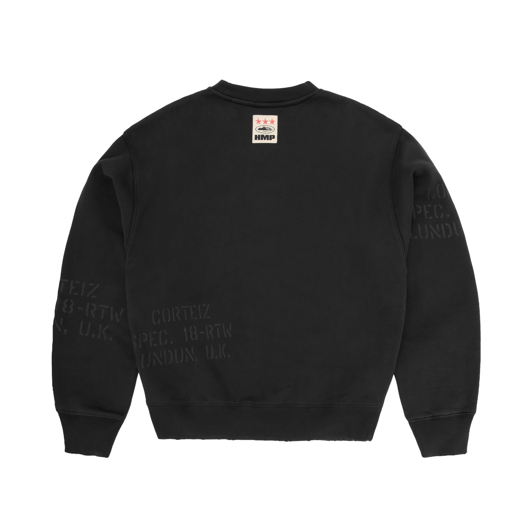 HMP STENCIL CREWNECK [BLACK OVERDYE]