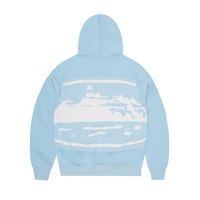 ISLAND MIXED PANEL ZIP HOODIE [BABY BLUE]