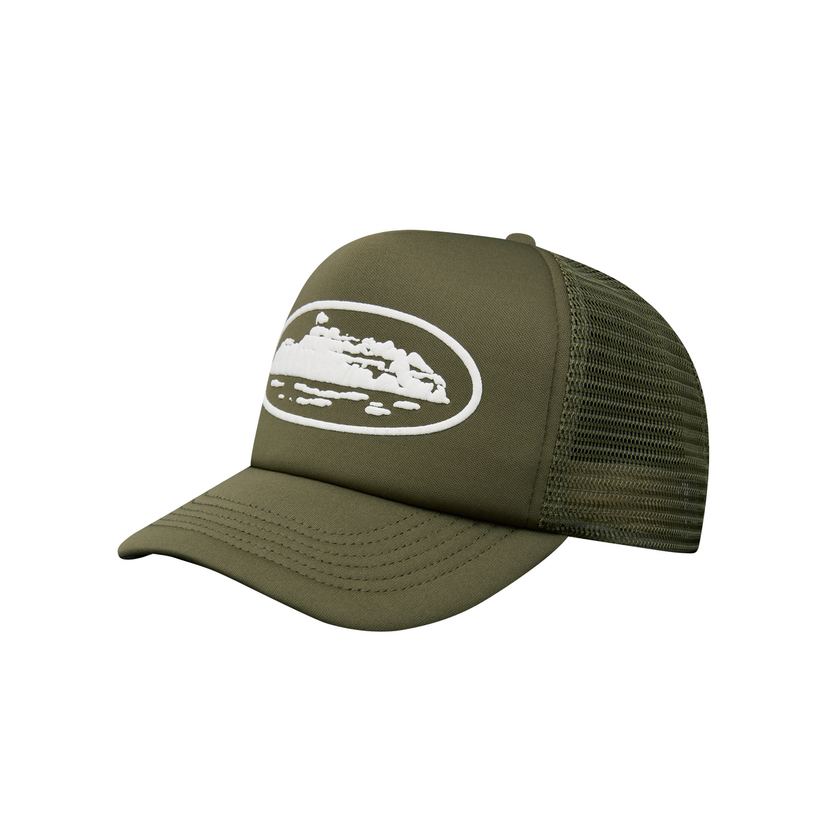 ISLAND PUFF PRINT TRUCKER HAT [OLIVE]