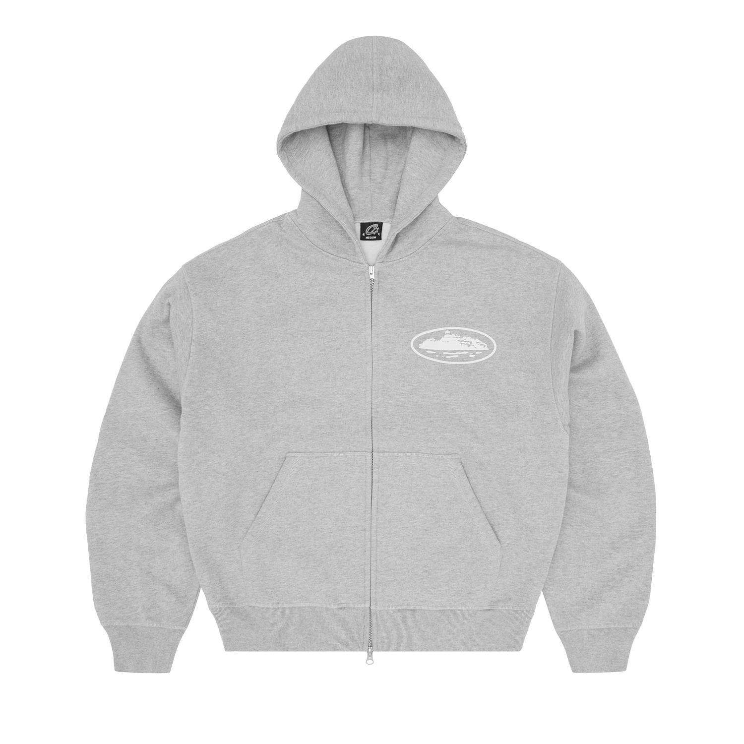 ISLAND PUFF PRINT ZIP HOODIE [HEATHER GREY]