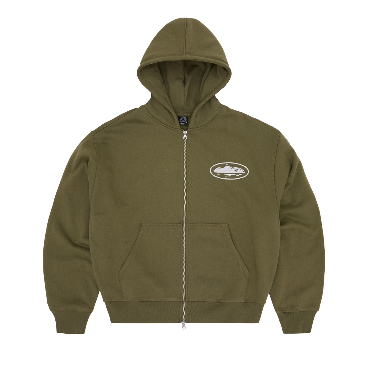 ISLAND PUFF PRINT ZIP HOODIE [OLIVE]