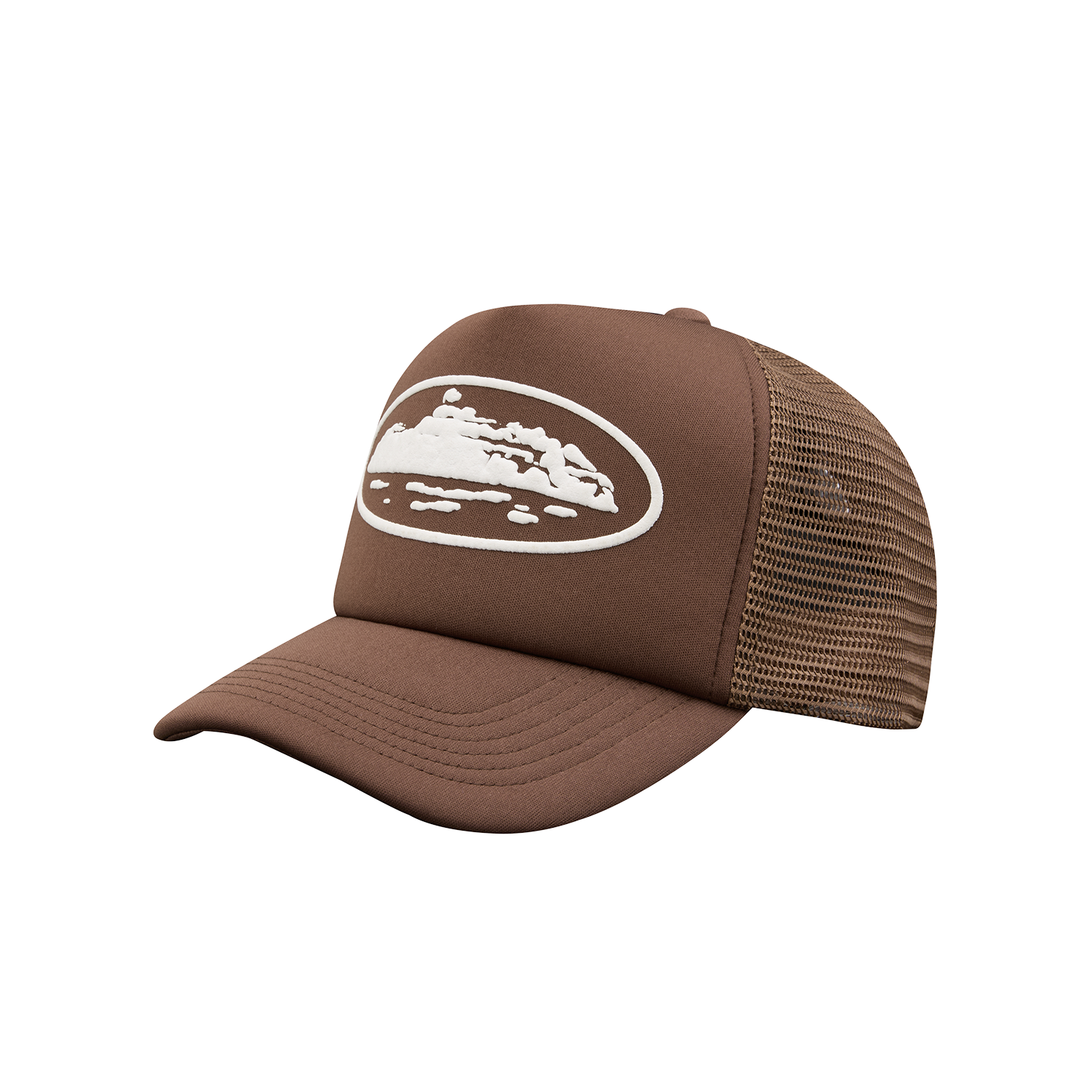 ISLAND PUFF PRINT TRUCKER HAT [BROWN]