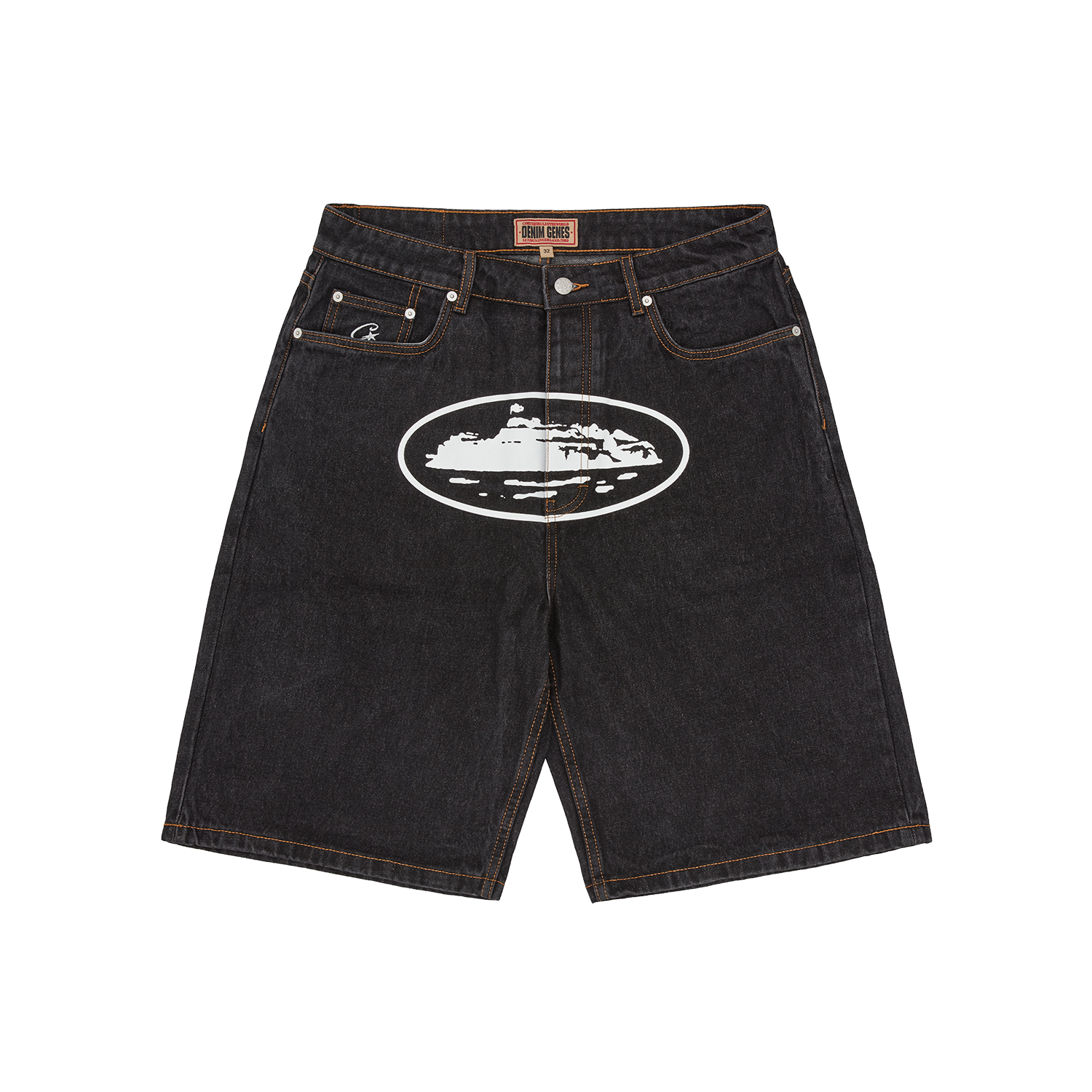 ISLAND BAGGY DENIM SHORT [WASHED BLACK]
