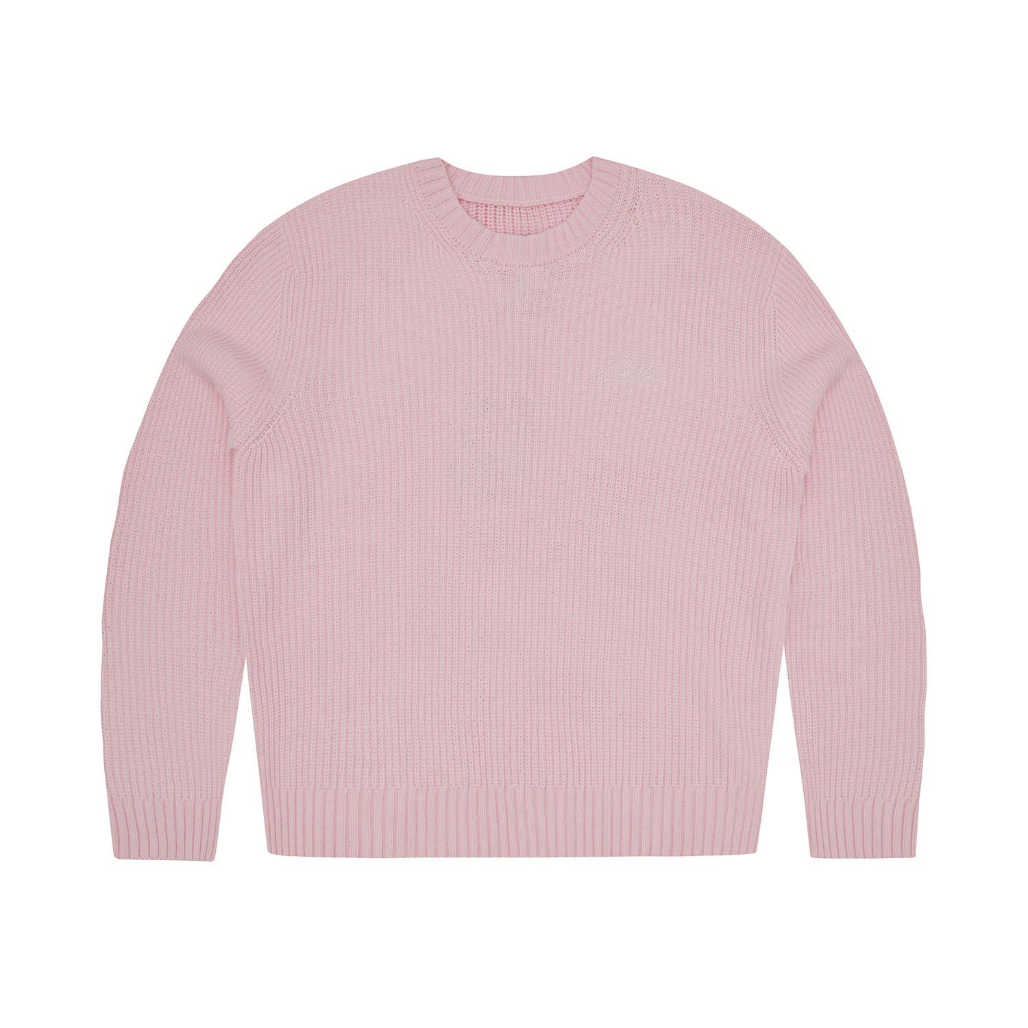 CROCHET APPLIQUE KNIT CREW [PINK]