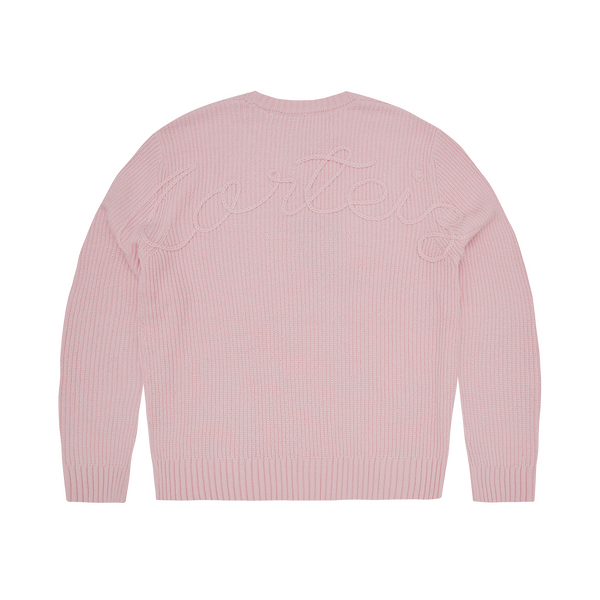 CROCHET APPLIQUE KNIT CREW [PINK]