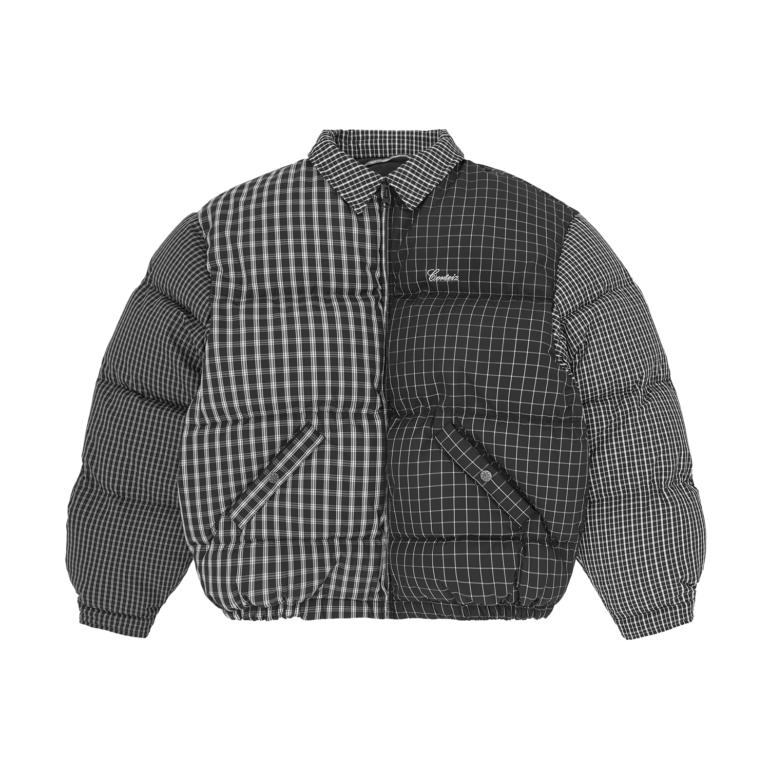 COLLAR BOLO DOWN JACKET [BLACK PLAID]