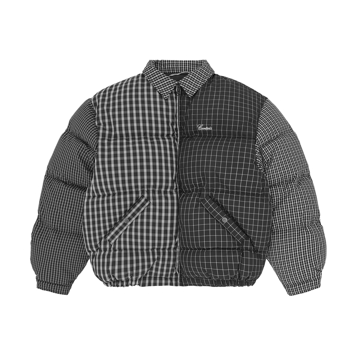 COLLAR BOLO DOWN JACKET [BLACK PLAID]
