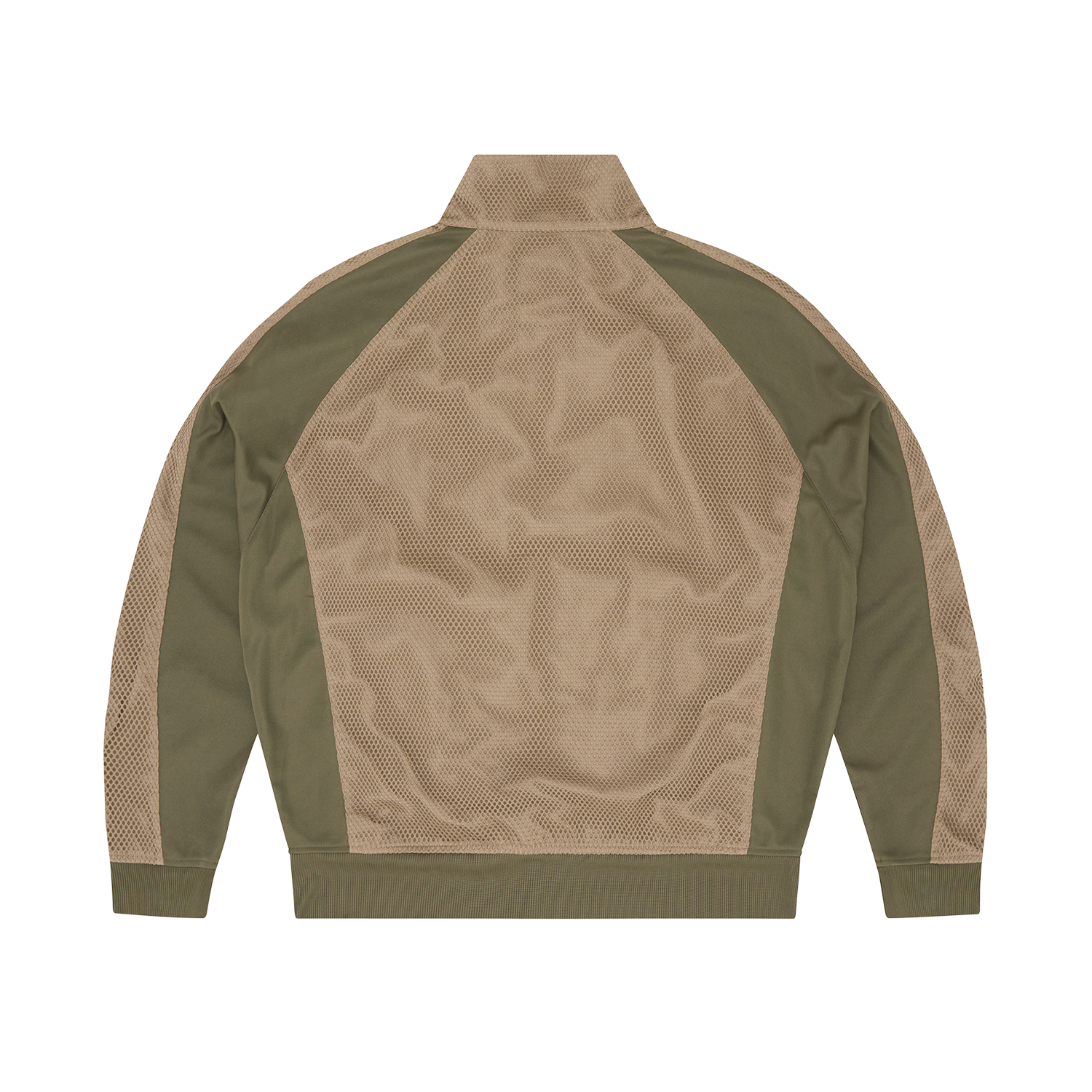 MESH PANEL TRICOT TRACK JACKET [TAN / OLIVE]