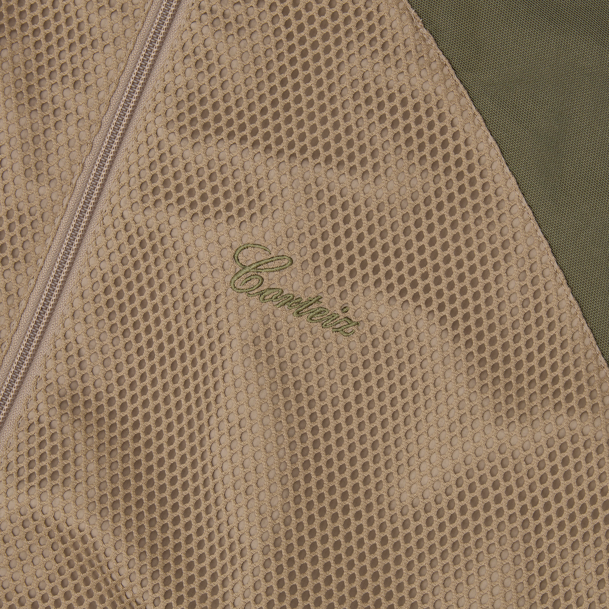 MESH PANEL TRICOT TRACK JACKET [TAN / OLIVE]