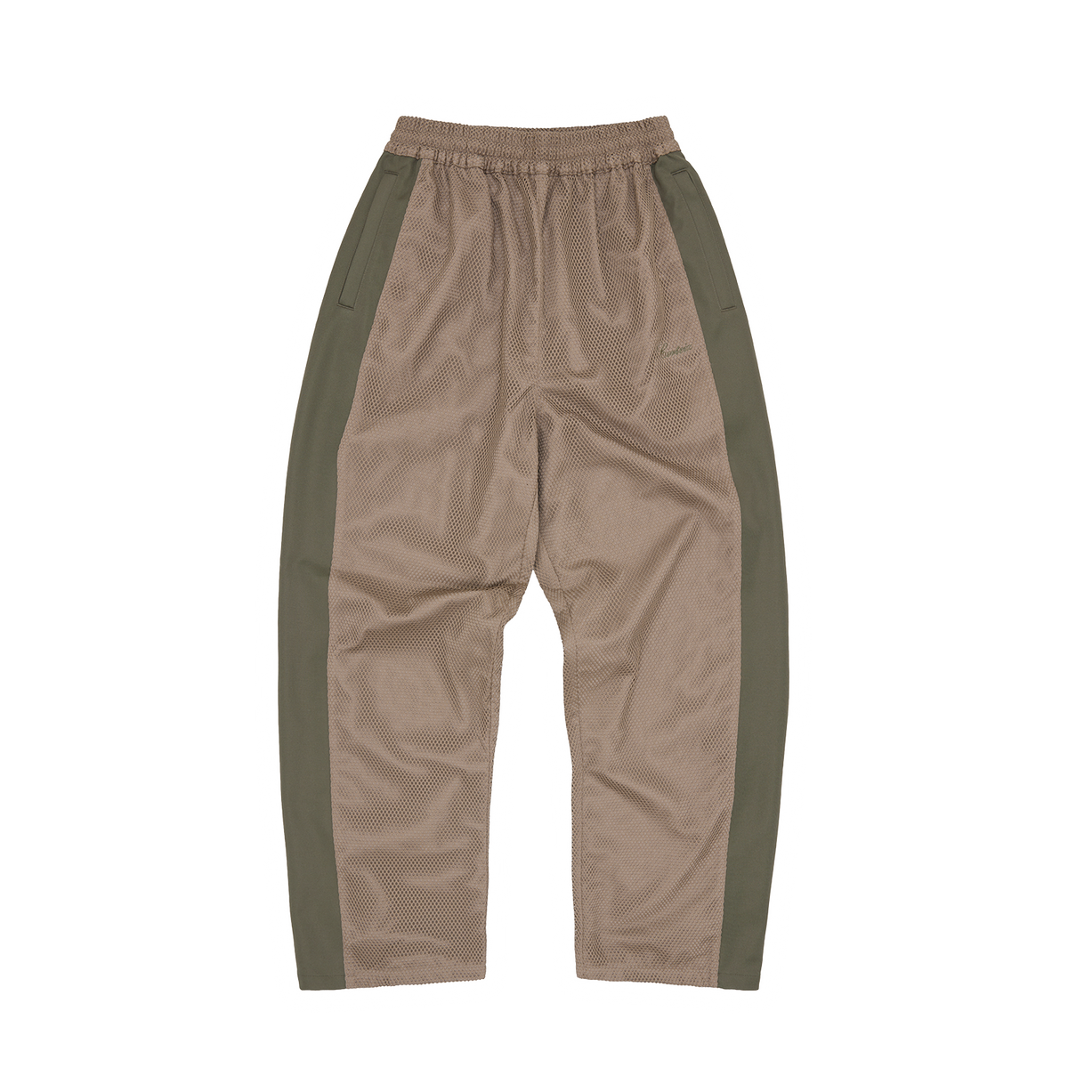 MESH PANEL TRICOT TRACK PANT [TAN / OLIVE]