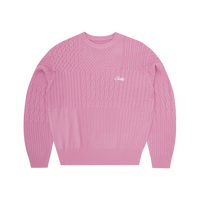 PANELED MULTI KNIT SWEATER [PINK]