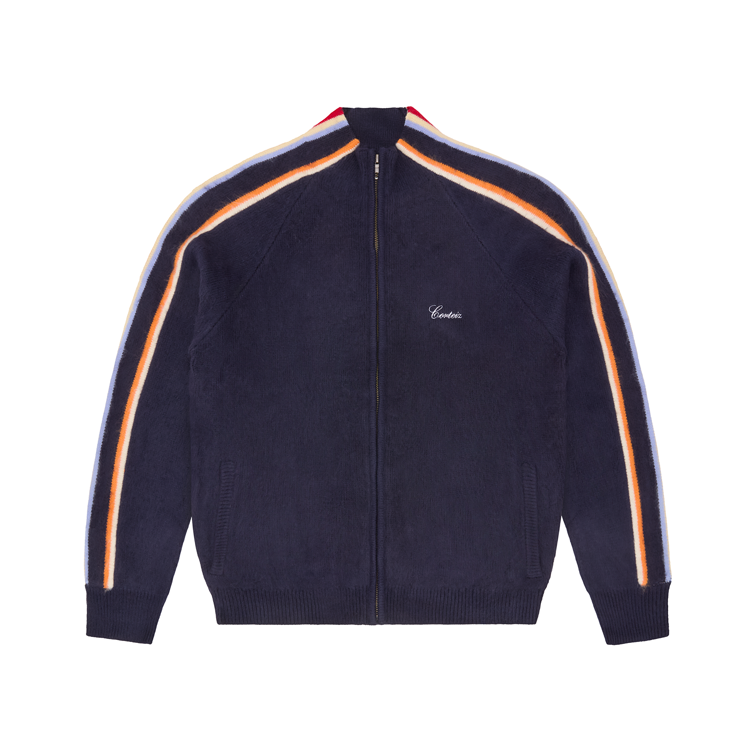 MULTI STRIPE KNIT ZIP UP [NAVY]