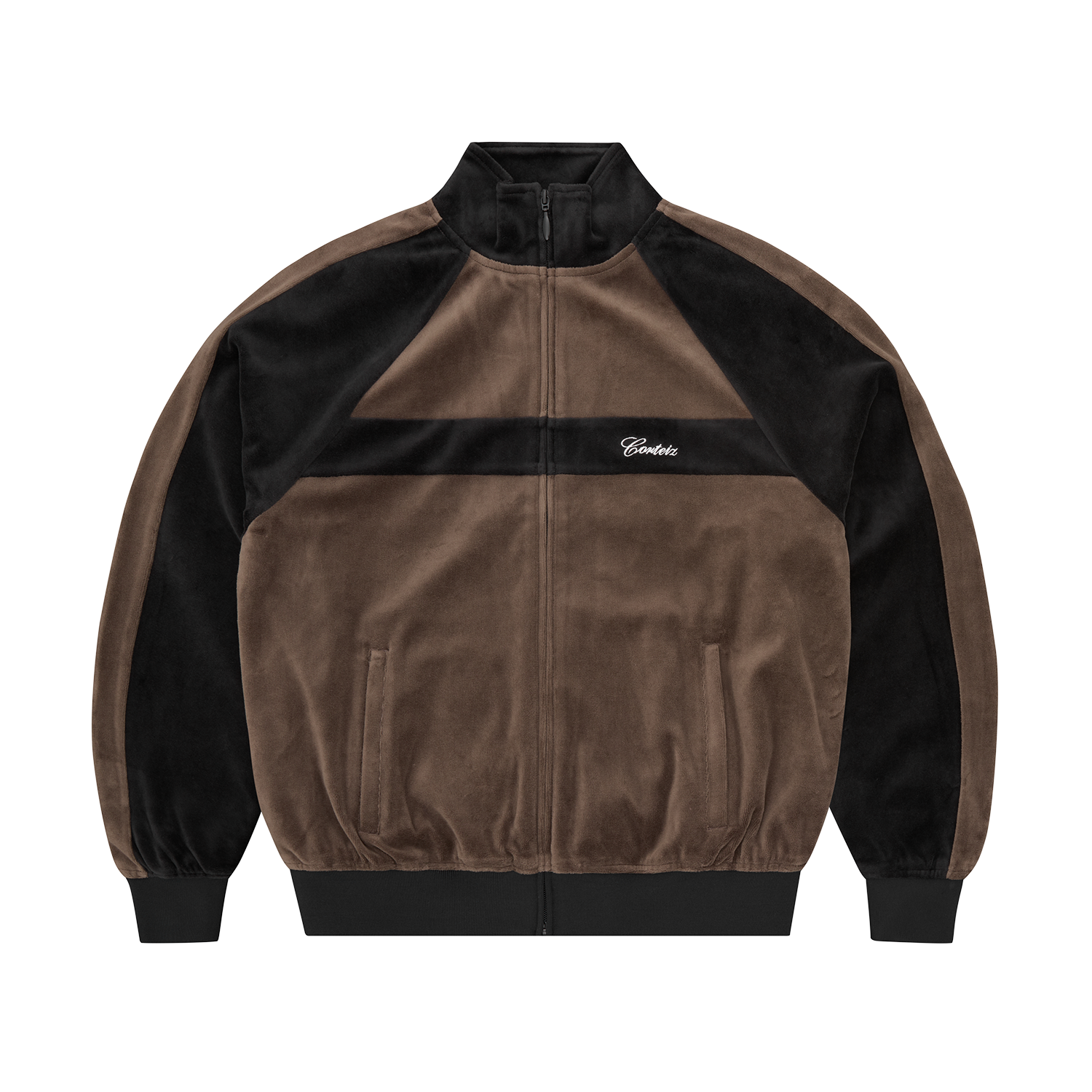 PISTA VELOUR TRACK JACKET [BLACK/BROWN]