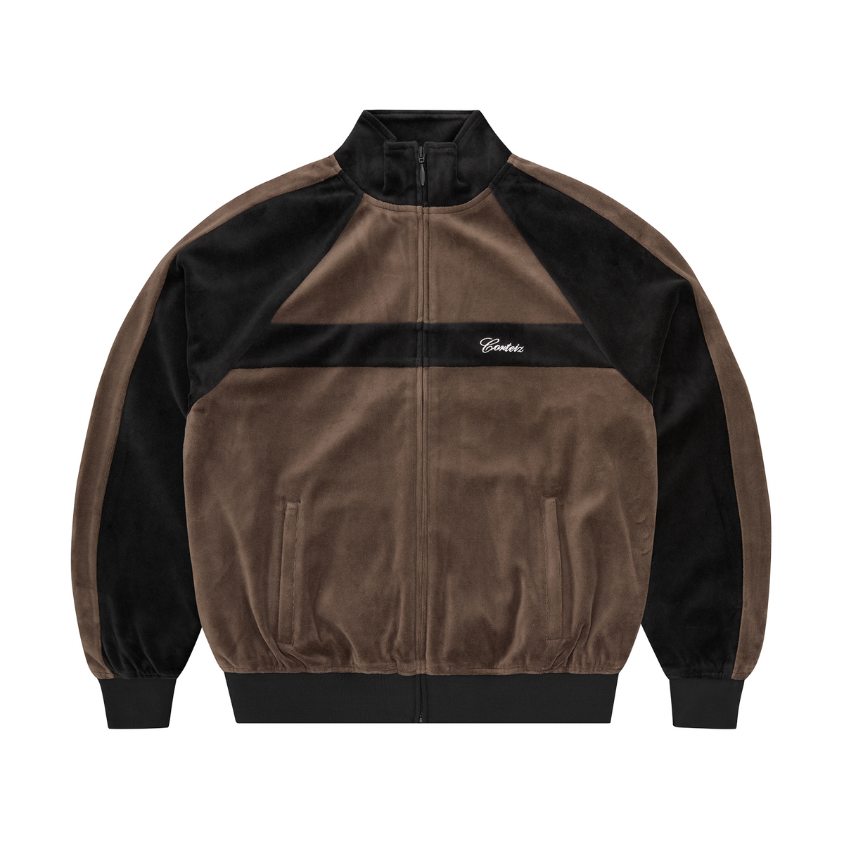 PISTA VELOUR TRACK JACKET [BLACK/BROWN]