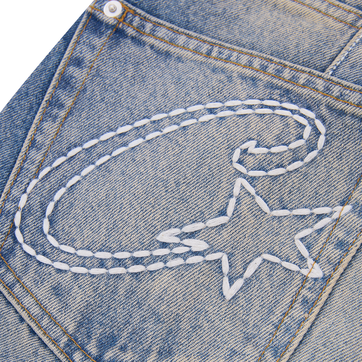 STITCH DOWN BAGGY JEANS [FADED INDIGO]