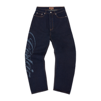 FRAYED DENIM BAGGY JEANS [INDIGO]