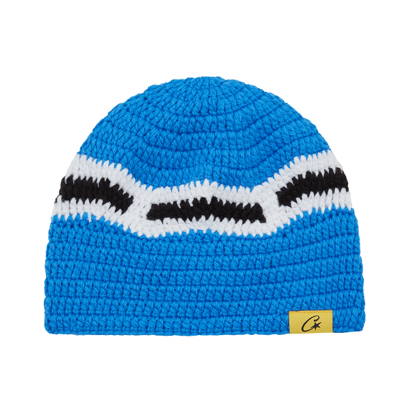 BIG CROCHET BEANIE [BLUE, WHITE & BLACK]