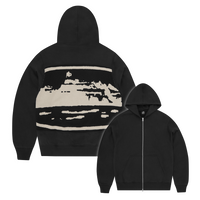 ISLAND MIXED PANEL ZIP HOODIE [BLACK]