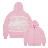 ISLAND MIXED PANEL ZIP HOODIE [PINK]